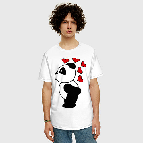 Мужская футболка оверсайз Поцелуй панды: для него / Белый – фото 3