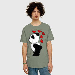 Футболка оверсайз мужская Поцелуй панды: для него, цвет: авокадо — фото 2