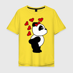 Футболка оверсайз мужская Поцелуй панды: для нее, цвет: желтый