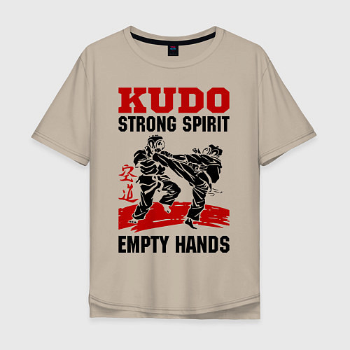 Мужская футболка оверсайз Kudo: Strong Spirit / Миндальный – фото 1