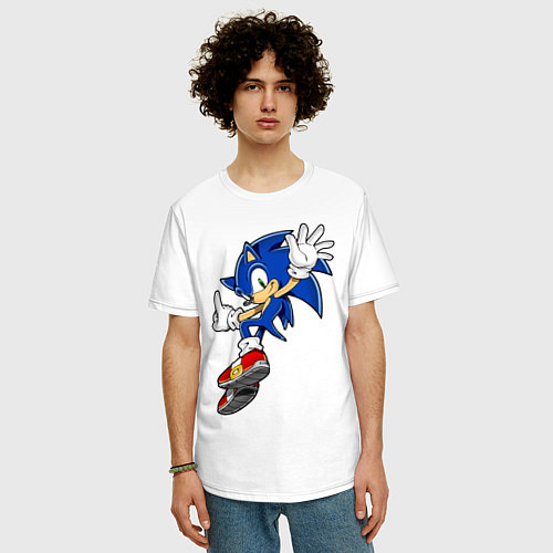 Мужская футболка оверсайз Sonic / Белый – фото 3