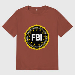 Футболка оверсайз мужская FBI Departament, цвет: кирпичный