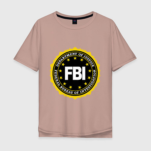 Мужская футболка оверсайз FBI Departament / Пыльно-розовый – фото 1