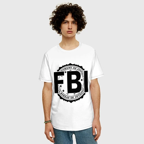 Мужская футболка оверсайз FBI Agency / Белый – фото 3