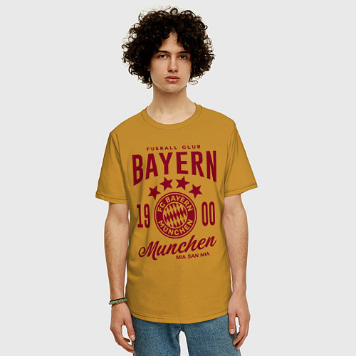 Мужская футболка оверсайз Bayern Munchen 1900 / Горчичный – фото 3