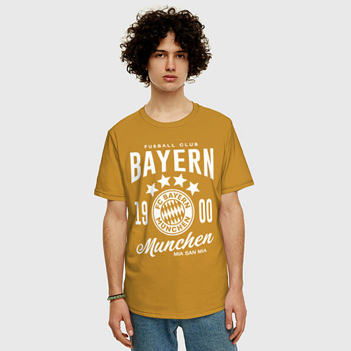 Мужская футболка оверсайз Bayern Munchen 1900 / Горчичный – фото 3
