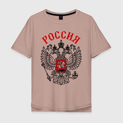 Мужская футболка оверсайз Россия / Пыльно-розовый – фото 1
