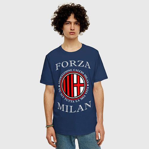 Мужская футболка оверсайз Forza Milan / Тёмно-синий – фото 3