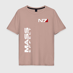 Футболка оверсайз мужская MASS EFFECT N7, цвет: пыльно-розовый