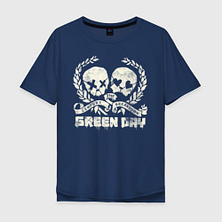 Футболка оверсайз мужская Green Day: Skulls Love, цвет: тёмно-синий
