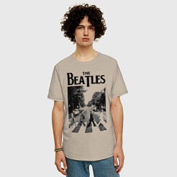 Футболка оверсайз мужская The Beatles: Mono Abbey Road, цвет: миндальный — фото 2