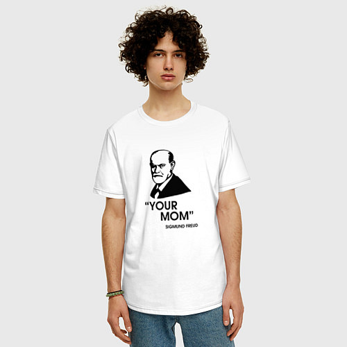Мужская футболка оверсайз Your Mom / Белый – фото 3