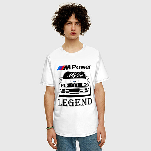Мужская футболка оверсайз BMW Power LEGEND / Белый – фото 3