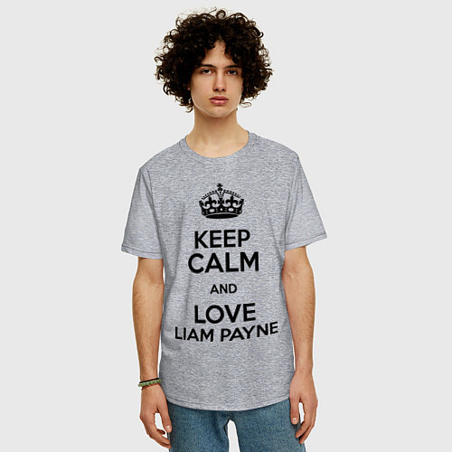 Мужская футболка оверсайз Keep Calm & Love Liam Payne / Меланж – фото 3