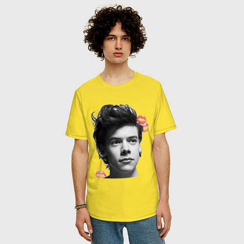 Мужская футболка оверсайз Harry Styles / Желтый – фото 3