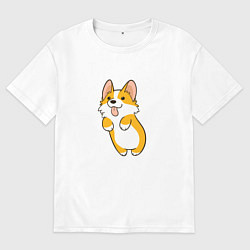 Футболка оверсайз мужская Корги лапочка, цвет: белый