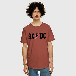 Футболка оверсайз мужская AC/DC, цвет: кирпичный — фото 2