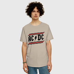 Футболка оверсайз мужская AC/DC Voltage цвета миндальный — фото 2