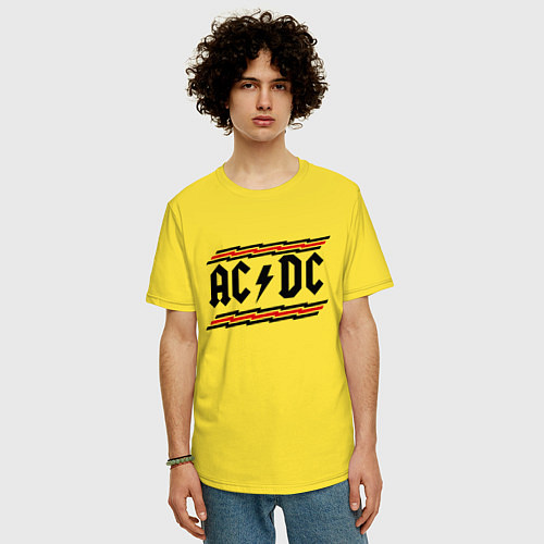Мужская футболка оверсайз AC/DC Voltage / Желтый – фото 3