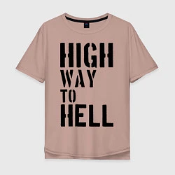 Футболка оверсайз мужская High way to hell, цвет: пыльно-розовый