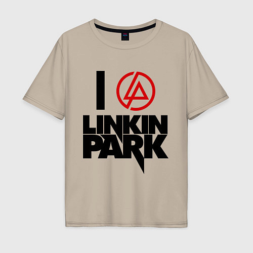 Мужская футболка оверсайз I love Linkin Park / Миндальный – фото 1