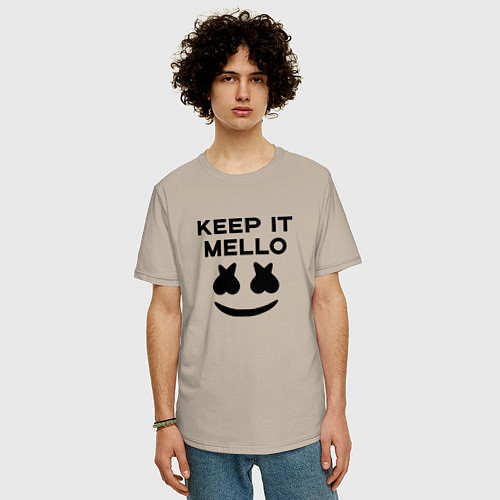 Мужская футболка оверсайз Keep it Mello / Миндальный – фото 3