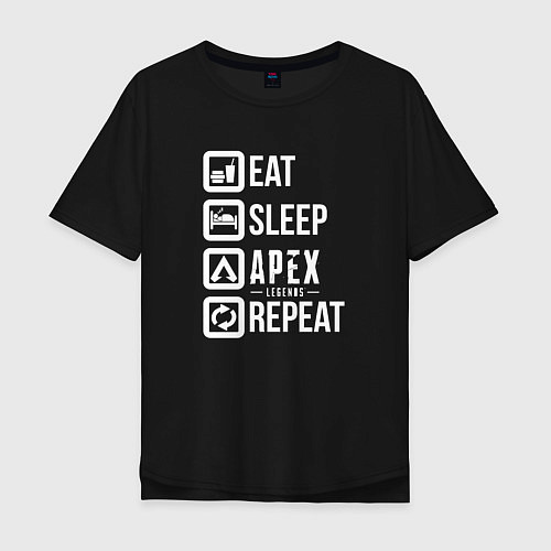 Мужская футболка оверсайз Eat, Sleep, Apex, Repeat / Черный – фото 1
