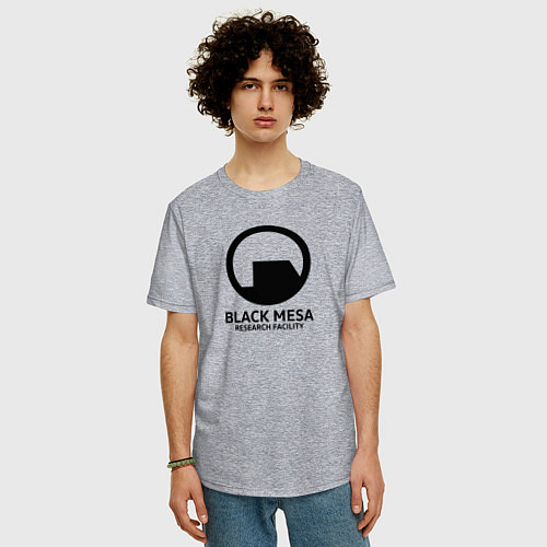 Мужская футболка оверсайз Black Mesa: Research Facility / Меланж – фото 3