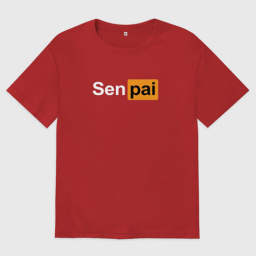 Мужская футболка оверсайз Senpai: Pornhub Style / Красный – фото 1