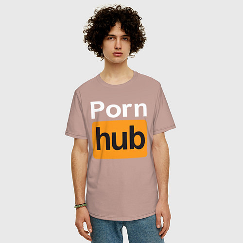 Мужская футболка оверсайз PornHub / Пыльно-розовый – фото 3