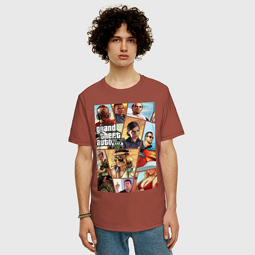 Мужская футболка оверсайз GTA 5: Stories / Кирпичный – фото 3