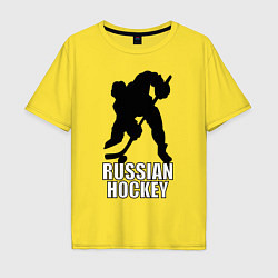 Мужская футболка оверсайз Russian Black Hockey