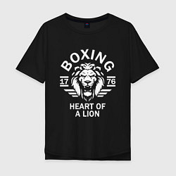 Футболка оверсайз мужская Бокс - сердце льва, цвет: черный