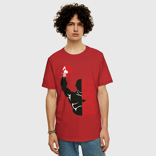 Мужская футболка оверсайз Boxing / Красный – фото 3