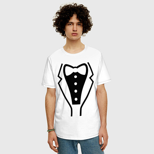 Мужская футболка оверсайз Класcический смокинг / Белый – фото 3