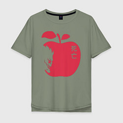 Футболка оверсайз мужская Тетрадь Смерти - Рюк и яблоко, цвет: авокадо