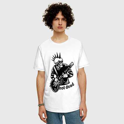 Мужская футболка оверсайз Punks not dead - motto / Белый – фото 3