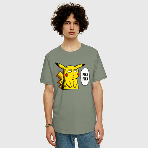 Мужская футболка оверсайз Pika Pika Okay / Авокадо – фото 3