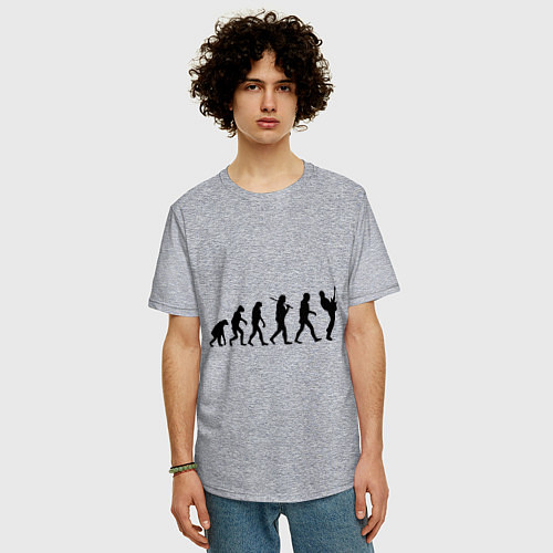 Мужская футболка оверсайз Эволюция рока / Меланж – фото 3