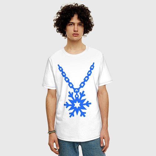 Мужская футболка оверсайз Снежинка не цепочке / Белый – фото 3