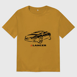Футболка оверсайз мужская Mitsubishi lancer, цвет: горчичный