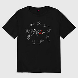Футболка оверсайз мужская STRAY KIDS АВТОГРАФЫ, цвет: черный