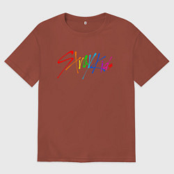 Футболка оверсайз мужская STRAY KIDS АВТОГРАФЫ, цвет: кирпичный