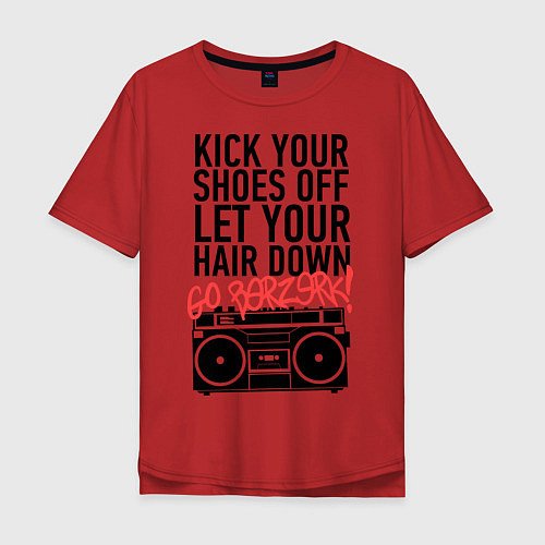 Мужская футболка оверсайз Kick your shoes / Красный – фото 1