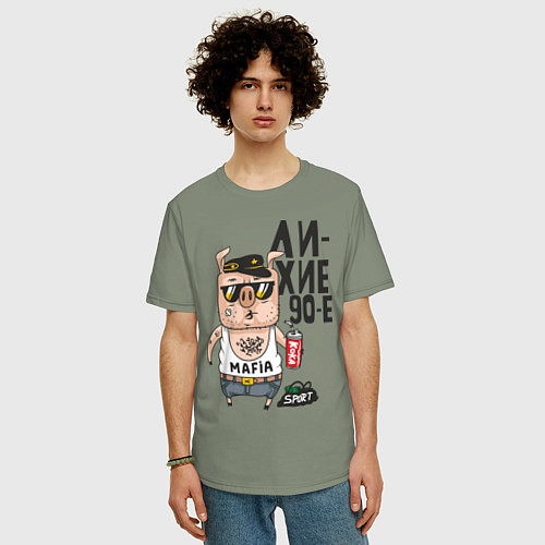 Мужская футболка оверсайз Лихие 90-е / Авокадо – фото 3