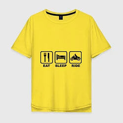 Футболка оверсайз мужская Eat Sleep Ride, цвет: желтый