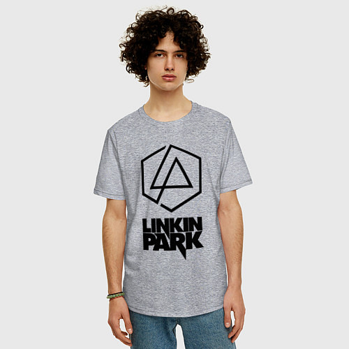 Мужская футболка оверсайз LINKIN PARK настраиваемый / Меланж – фото 3