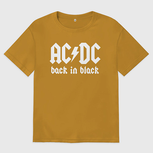 Мужская футболка оверсайз ACDC BACK IN BLACK / Горчичный – фото 1