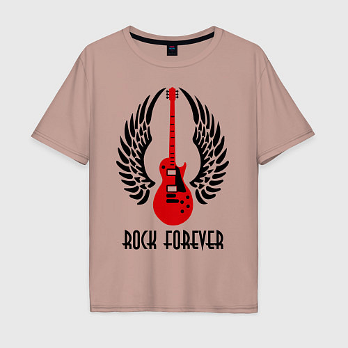 Мужская футболка оверсайз Rock forever / Пыльно-розовый – фото 1