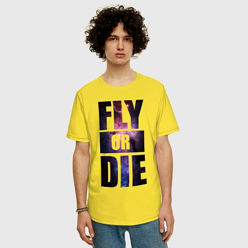 Мужская футболка оверсайз Fly or Die: Space / Желтый – фото 3